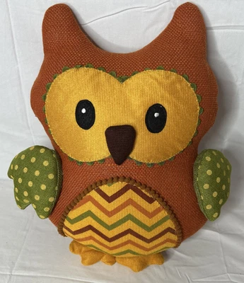 Owl Decorative Pillow Burlap Texture Fall Colors - Image 1 of 4