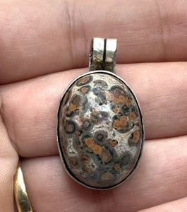 Großer handgefertigter Sterling Leopardenfell Jaspis Cab Tropfen Anhänger ~ 12,8 g - Bild 1 von 7