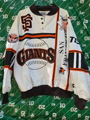 VINTAGE SF Giants STARTER All-Over Print Poly-CottonJacket/Shirt - XL - Image 1 of 4