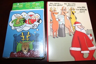 Lot of 24 Recycled Paper Greetings Christmas Cards Santa and his Reindeer - Image 1 of 4