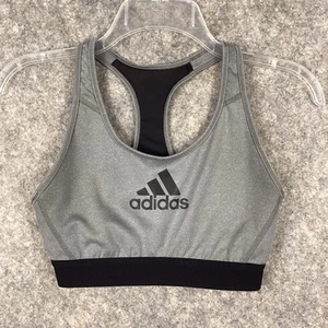 Adidas Running Workout Racerback Sports Bra Heather Gray Black Size XS 686 - Picture 1 of 5
