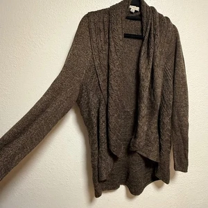Debbie Morgan Bohemian Chic Brown Open Front Knit Cardigan Sweater Women XL - Picture 1 of 13