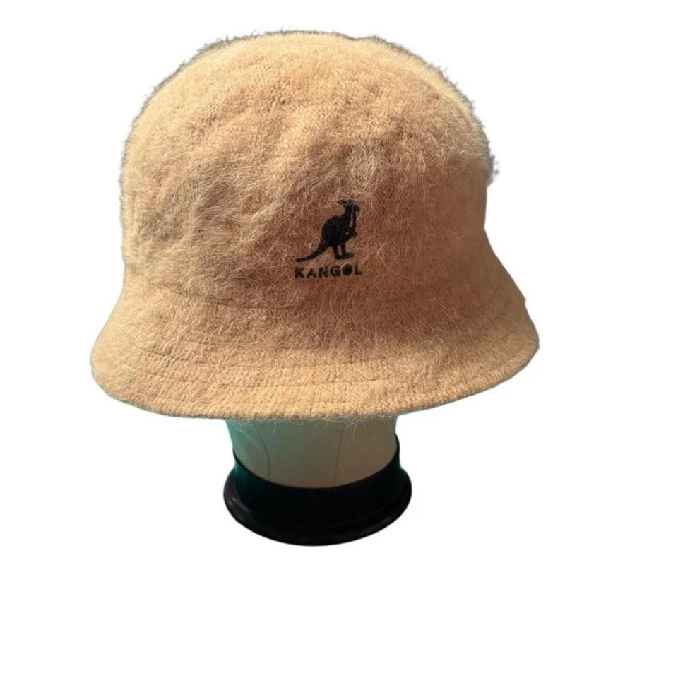 Kangol Tan Fuzzy Angora 毛皮桶帽,OSFM,Y2k 80/90s 垃圾休闲嘻哈 — 第 1/4 张图片