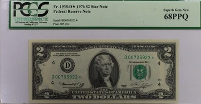1976 D* Star Note $2 Two Dollar Cleveland PCGS 68 EPQ Superb Gem New - Image 1 of 2