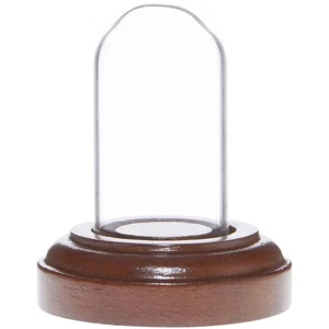 Plymor Miniature 1" x 2" Mini Glass Display Dome TINY Cloche (Walnut Base) - Picture 1 of 2