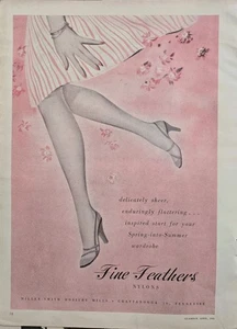 1953 Womens Fine Feathers nylons hosiery stockings legs vintage fashion art Ad - Picture 1 of 1