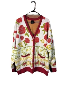 Disney Beauty and The Beast Rose Patterned Women's Cardigan Disneyland Large - Picture 1 of 6