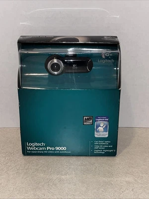 Logitech Webcam QuickCam Pro 9000  Business Camera Carl Zeiss Optics w Autofocus - Image 1 of 4