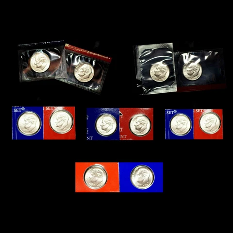 2005 2006 2007 2008 2009 2010 P+D Roosevelt Satin Mint Dime Set ~ U.S. Coins Cover