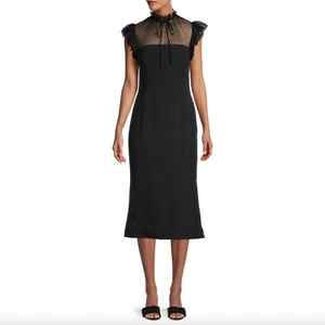 $2990 Dolce&Gabbana Black Lace Cady Shift Fay Sheer-Yoke Dress size 10 IT 46 - Picture 1 of 13