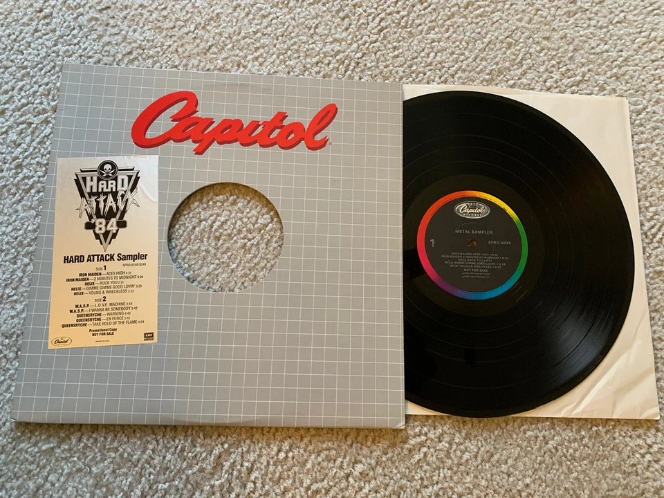 Metal Sampler HARD ATTACK '84 LP 1984 IRON MAIDEN Queensryche W.A.S.P. Helix - Image 1 of 3