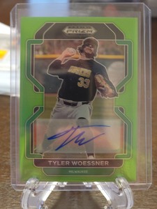 2022 Panini Prizm Draft Picks Lime Green /23 Tyler Woessner #PDP192 Auto