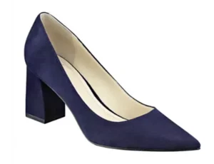 Marc Fisher Zala Block Heel Pointy Toe Pump Navy Suede Size 8.5 NWB - Picture 1 of 10