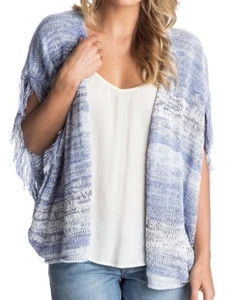 NWT Roxy Juniors Womens Striped Knit Fringe Cardigan Sweater Jacket new - Picture 1 of 4