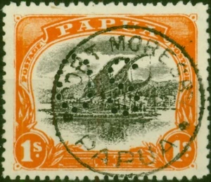 Papua 1908 1s Black & Orange SG013 Superb Used - Picture 1 of 1