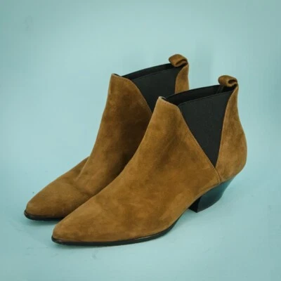 Diane Von Furstenberg Talla 7 Marrón Gamuza Nadie Pull On Botines Botas Foto 1 de 4