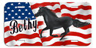 USA Flag Free Roaming Horse Mustang Auto License Plate Personalize Ant Name Text