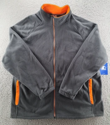 初学者冬季抓绒夹克男式 2XL 灰色户外全拉链口袋标志全新无标签 — 第 1/4 张图片