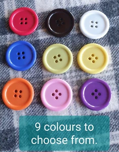 Large Craft Buttons 34mm Decorative 5pcs Mixed Classic 4 Hole ~ 10 colours - Picture 1 of 40