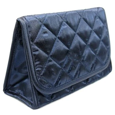  Estuche de Maquillaje Portátil de Viaje Tamaño Cartera Bolsa de Cosméticos con Azul Oscuro - Satinado Foto 1 de 4