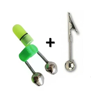 2X AVISADORES de PICADA PESCA con DOBLE CASCABEL y PINZA alarma pescar detector - Imagen 1 de 1