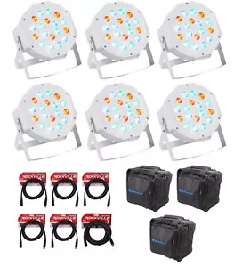 (6) Rockville RockPAR50 White DMX LED RGB PAR Wash Lights+(6) Cables+Carry Bags - Picture 1 of 11