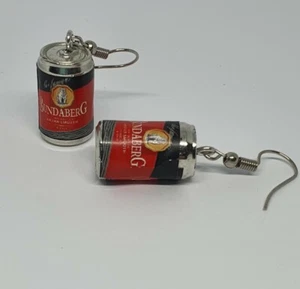 3D Miniature Bundy Bunderberg Rum Cans Red silver Dangle Drop Earrings 146 - Picture 1 of 2