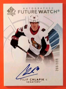 FILIP CHLAPIK FUTURE WATCH 298/999 AUTO 2017-18 SP AUTHENTIC ROOKIE 171 SENATORS - Picture 1 of 6