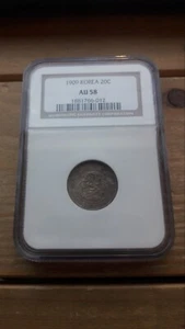 SOUTH KOREA 1909 20CHON NGC AU58 SILVER COIN / 大韓 隆熙三年 - Picture 1 of 4