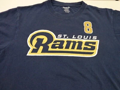 Camiseta de fútbol americano REEBOK St. Louis Rams #8 Sam Bradford NFL azul marino grande defectuosa Foto 1 de 4