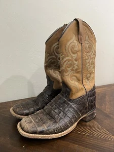 Old West Children's Faux Horn Back Gator Print Boots Size 5 - Picture 1 of 8