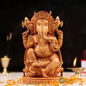 Estatua de ídolo Ganesha de madera hecha a mano hogar decoración de mesa de oficina. - Imagen 1 de 7