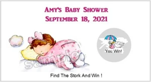 10 Baby Shower Scratch Off tickets personalized Cute Baby Girl party game - Picture 1 of 1