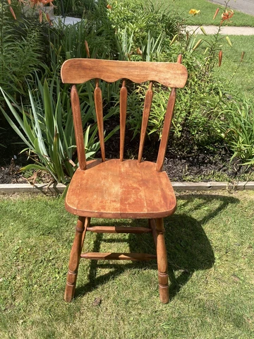antique Craftsman Era arrow thumb back primitive farmhouse Cherry windsor chair Cover