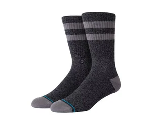 Stance UnCommon Solids Classic Joven Black/Grey Crew Socks M556C17JOV-BLK - Picture 1 of 3