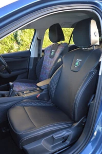 Skoda Octavia MK4 2020 ONWARDS TAXI PACK SEAT COVERS Leatherette & Fabric & logo - Picture 1 of 6