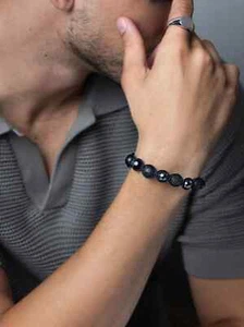 Men's Unisex Beaded Bracelet – Agate, Lava, & Hematite Healing Stones - Picture 1 of 4