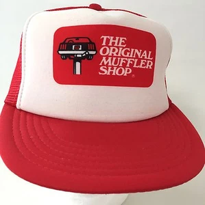 AP The Original Muffler Shop Snapback Hat Vtg Trucker Red Mesh Car Baseball Cap - Picture 1 of 8