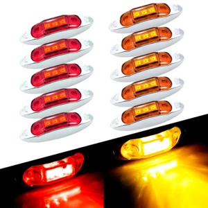 10x Amber+Red LED Side Marker Light Clearance Light for Truck Trailer RV Camper - Picture 1 of 13