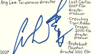 Ang Lee Taiwanese Director TV Movie handsigniert signed Karteikarte JSA COA - Bild 1 von 2