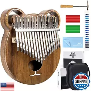 Thumb Piano, AKLOT Bear Kalimba Solid Wood 17 Keys Finger Piano Start Kits wi - Picture 1 of 5