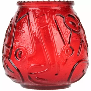 24 PACK Red 3 11/16" Restaurant Round Glass Wax Filled Venetian Table Candles - Picture 1 of 8