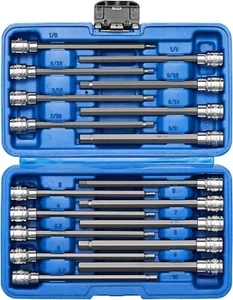 Juego De Dados Con Puntas Hexagonales Allen Extralargas De 3/8" De 18 Piezas NEW - Picture 1 of 7