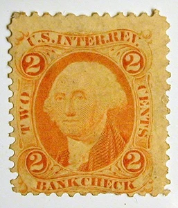 US Revenue Stamp #R6c – 1862-71 2-cent Bankcheck Orange - Uncancelled-Mint - Picture 1 of 2