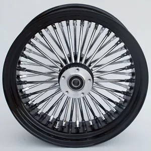 Picadora Softail 200 personalizada rueda trasera 17" x 6" cromo negro 48 radios King Fat - Imagen 1 de 1