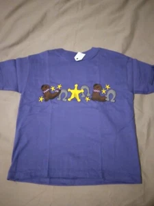 Kids 6 - 8 T-shirt Purple with Sheriff Star Boots Horseshoe Print 277443 - Picture 1 of 2