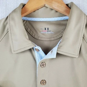 UNDER ARMOUR Large Mens Polo Shirt NEW Vented Panel Gold Golf Short Sleeve NEW - Picture 1 of 12
