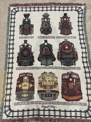 Goodwin Weavers Decorative Throw Blanket Train Theme 65” X 47” - Image 1 of 4