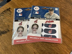 Cleveland Indians MLB Vinyl Face Decorations Sticker (2) 6 Pack Eye Black Strips - Picture 1 of 2