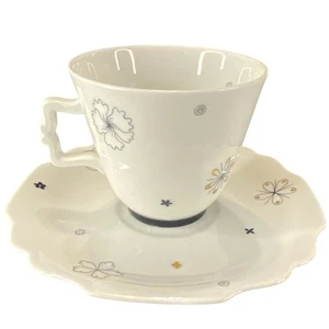 Augarten Wien Vienna Tea Coffee Cup Saucer Black White Gold Vintage 6439 MCM - Picture 1 of 18